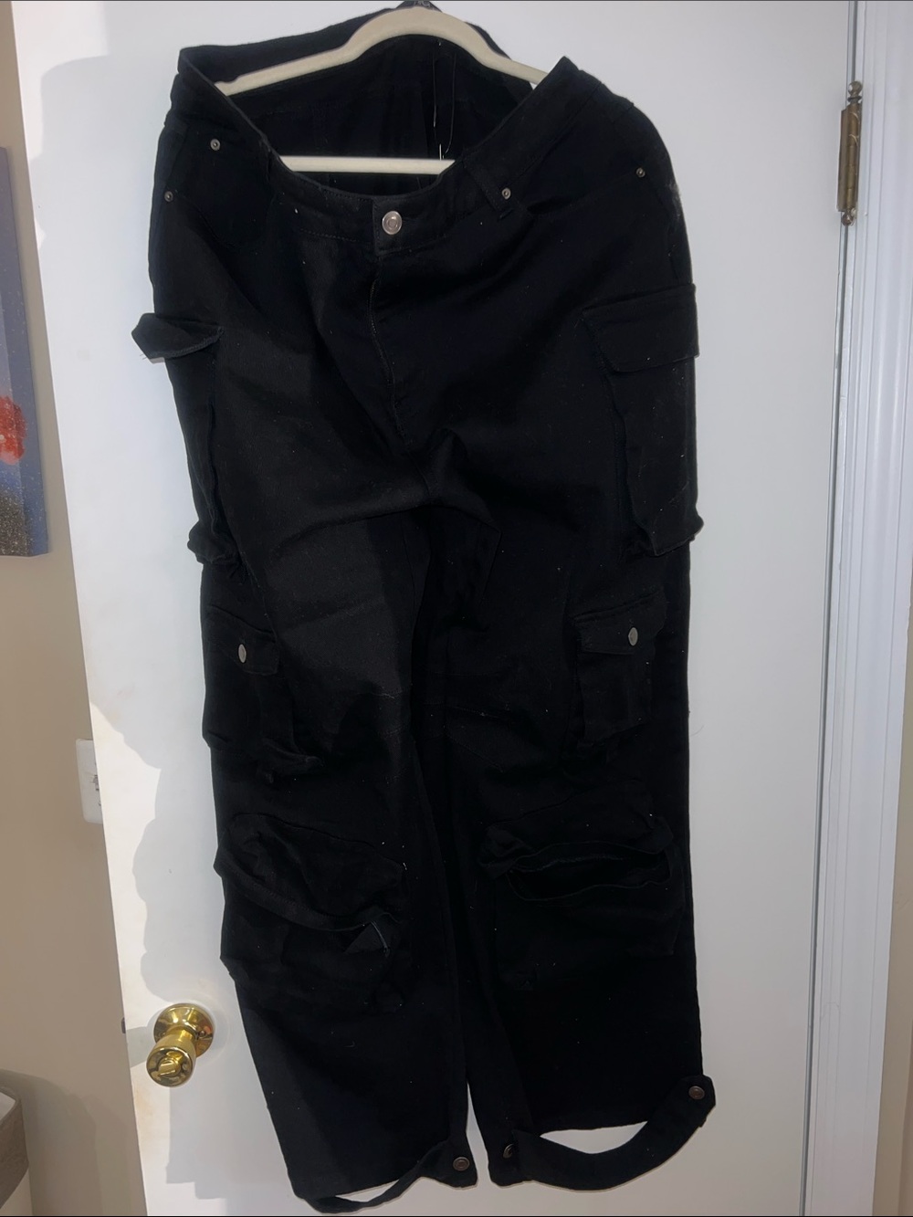 Fashion Nova Black Cargo Jumpsuit-Style Pants